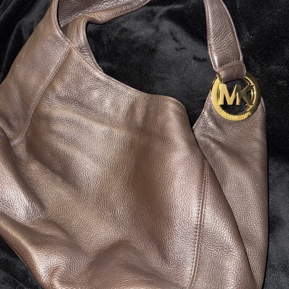 Michael Kors Chocolate Brown Hobo Bag with Gold Detail